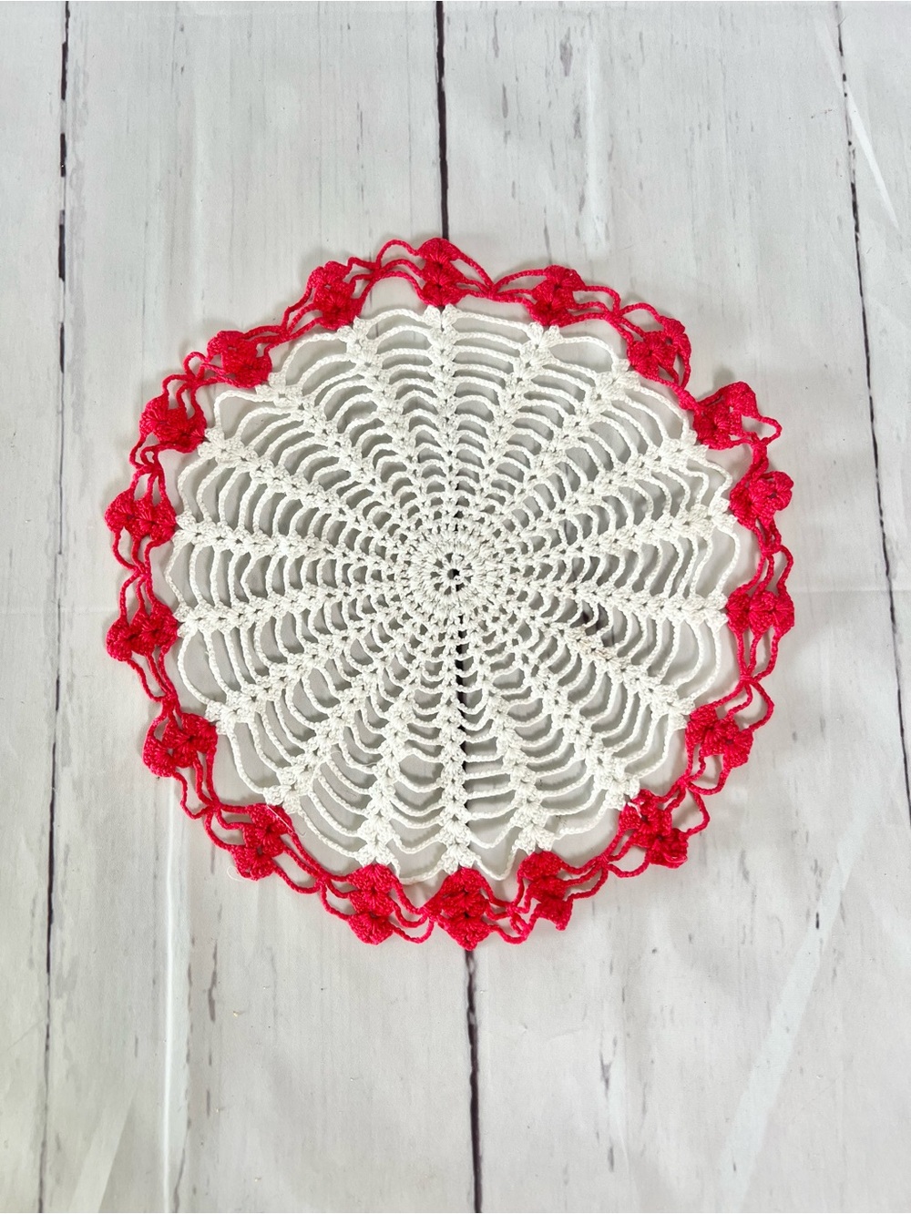 Vintage Crochet Doily & Hot Pad Set Lot (4 Pc) Retro Kitschy Cottagecore Linens - Picture 8 of 12